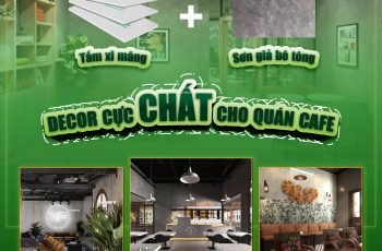 TẤM XI MĂNG + SƠN GIẢ BÊ TÔNG = DECOR CỰC CHẤT CHO QUÁN CAFE